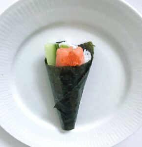 Sushi handroll with salmon